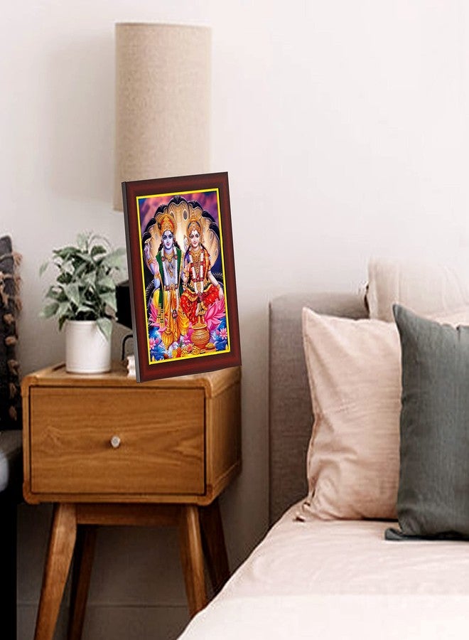 ZIG-ZAG zig zag Lord Lakshmi Narayan / Lord Vishnu With Lakshmi Mata Photo Small Photo Frame For Wall Table Size Small ( 6x8 inches, Acrylic Glass),Brown - Image 2
